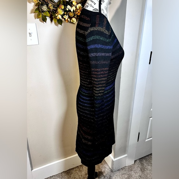 TRINA TURK Wool Colorful Metallic Stripe Bodycon Stretch Sweater Dress Sz S - Picture 5 of 12